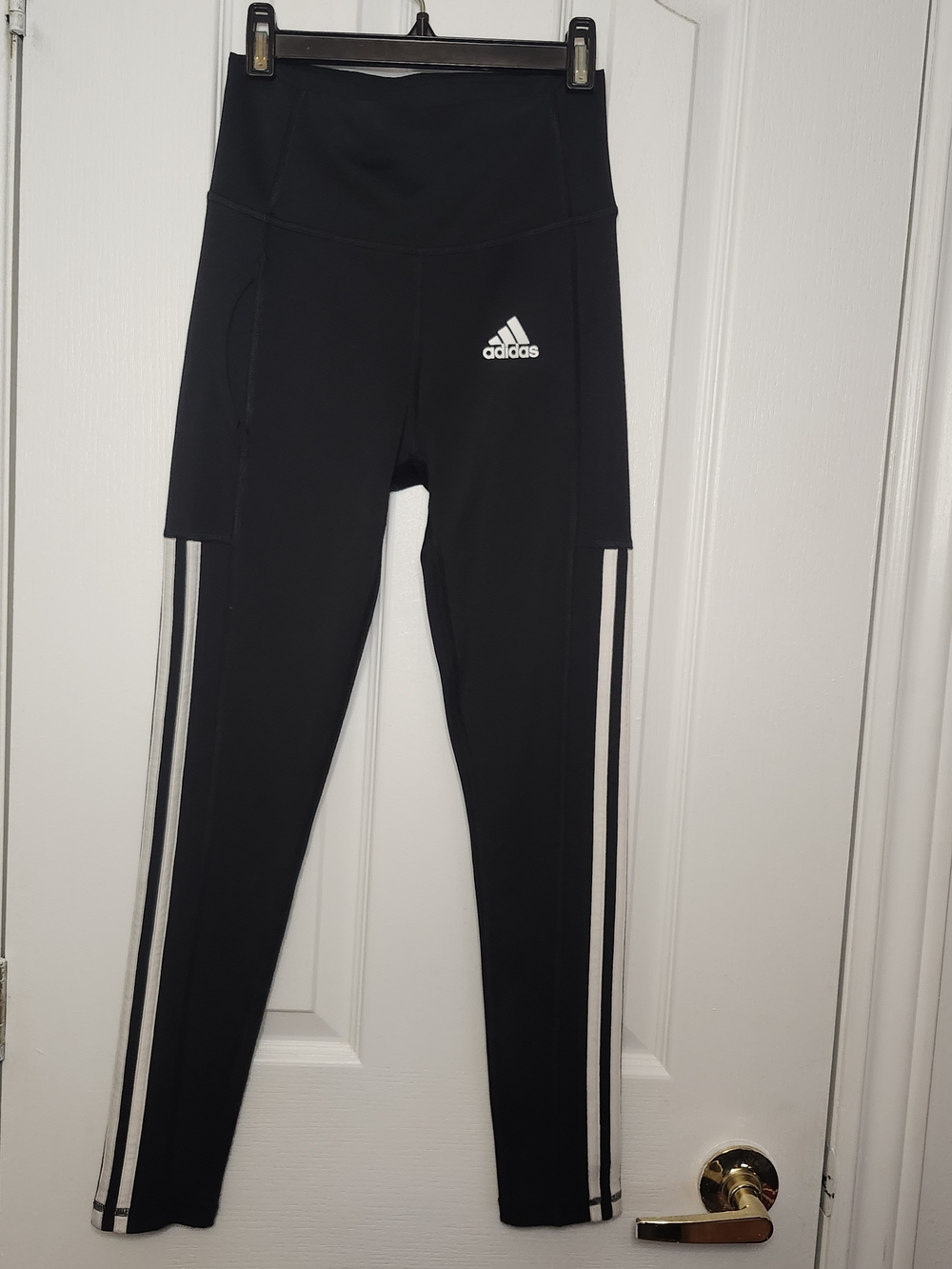 adidas Women's Black High-Waist Aeroready Leggings with Side Stripes - Size XS